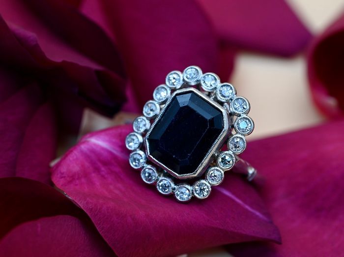 Art Deco Sapphire & Diamond Ring - Platinum