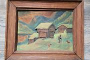 Mid-century Norwegian hand carved wood diorama