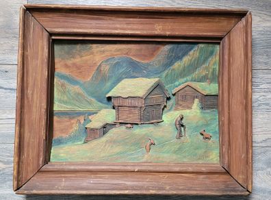 Mid-century Norwegian folk art hand carved