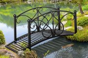 102L x 48W x 49H Classic Metal Garden Bridge with Safety Railings Arc Footbridge Decorative Pond Bridge for Backyard Creek Stream, Black