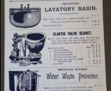 Metal plaque. Retro plumbing advertisement.