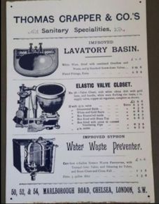 Metal plaque. Retro plumbing advertisement.