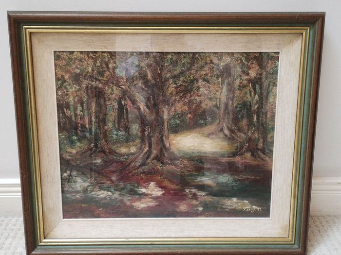 Signed Vintage Painting 'Barna Woods' (26349)