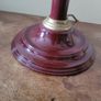 Vintage burgundy & brass table lamp with antique shade Image 3