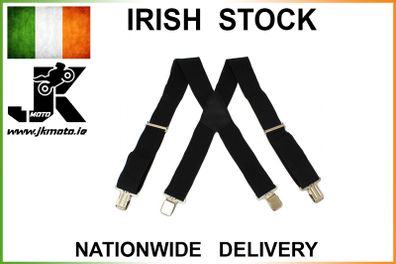 Mens Wide Heavy Duty Adjustable Elasticated Motorcycle Trouser Braces