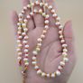 Natural Freshwater Pearl & Red Yellow Glass Beads Necklace Image 7