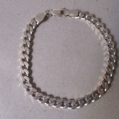 Silver Flat Curb Link Bracelet
