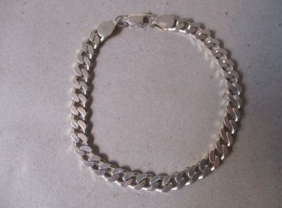 Silver Flat Curb Link Bracelet