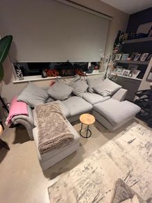 DFS grey fabric corner sofa