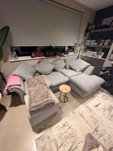 DFS grey fabric corner sofa