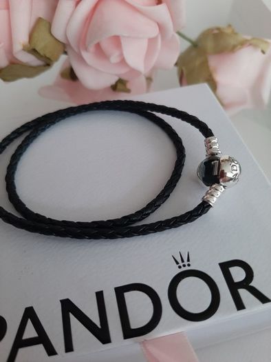 New genuine pandora leather bracelet and star wars charm