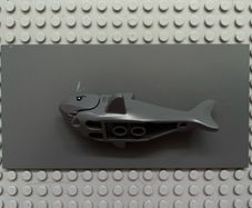 lego animal Shark with Rounded Nose and Debossed Gills with Black Eyes with Eyelids and White Full Circle Glints Pattern