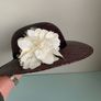 Black Straw Hat with flowers Image 3