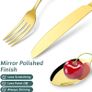 24-Piece Mirror Polished Gold Unique Wooden Box Design for Gift, Stainless Steel Flatware Set, Silverware Set with Spoon Knife and Fork Set, Service for 6 Image 5