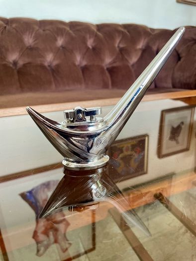 Rare Uber Vintage Retro Lighter 1960s Chrome Steel with Art Deco Geometric Design