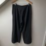 Massimo Dutti Dark Charcoal Grey Wool Wide Leg Trousers Image 6