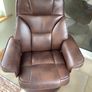leather armchair with footstool. In perfect order. Back reclines when you sit in it. Very comfortable. Open to reasonable offers Image 4