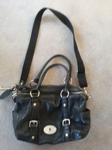 Black Fossil Leather Handbag