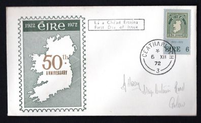 1972 Ireland 50th Anniversary of the First Irish Postage Stamp Commemorative Stamp Illustrated First Day Cover (FDC)