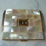 Rare and Genuine Art Deco AGME Switzerland Gold Tone Mother of Pearl Compact with Adjustable Initials Image 2