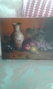 Vintage Oil painting of still life.