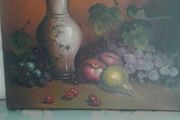 Vintage Oil painting of still life.