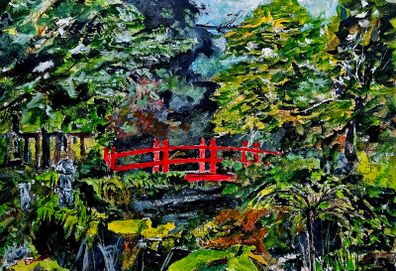 Japanese gardens Kildare watercolour