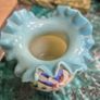 Hand painted Bristol Blue opaline glass vase Image 2