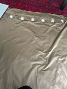 one pair of Gold Satin curtains with dimensions of 100cm width and 90cm high