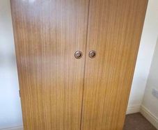 Schreiber mid century wardrobeSchreiber mid century teak veneer gentleman's wardrobe, H 169cm W 90cm D 54cm, excellent condition