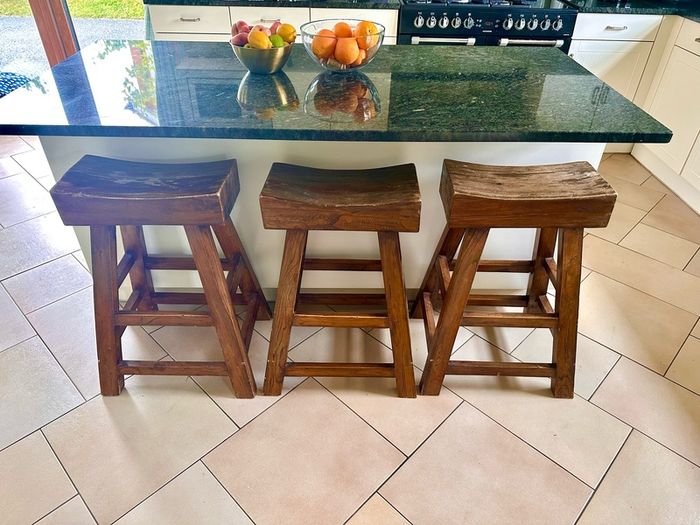 3 wooden Chinese stools