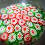 Close Pack Millefiori Paperweight - Red White Green - Complex Canes Possibly Murano Image 4