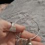 silver Alex and ani bracelet with emerald stone Image 3