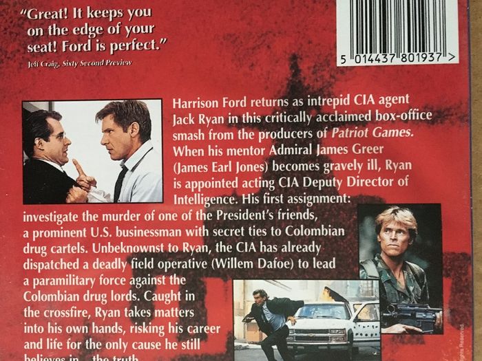 Clear And Present Danger [2000] Harrison Ford & Willem Dafoe [Movie DVD]