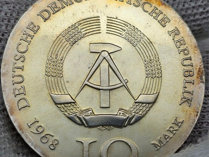 GERMANY  SILVER 1968 10 Mark Beautiful Uncirculated Swirling Lustre GEM BU