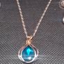 Goldtone Blue Gemstone Necklace and Earring Set 12 Free Postage Image 2