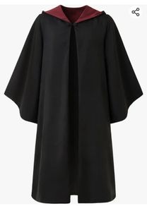 Magician Themed Hooded Cloak Adult Teens, Black Wizard Robe