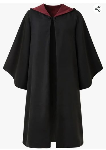 Magician Themed Hooded Cloak Adult Teens, Black Wizard Robe