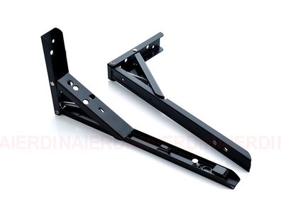 BRAND NEW Black 10inch 2PCS Stainless Steel Folding Triangle Bracket