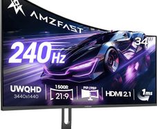 34-Inch Curved Gaming Monitor, 3440x1440 WUQHD, 240Hz, 1ms MPRT, Fast VA Curved Screen, 1500R, Adaptive Sync, HDR, sRGB 130%, 3000:1 Contrast, HDMI2.1&DP1.4, VESA Mount, PIP/PBP, AMZG34C5QPro