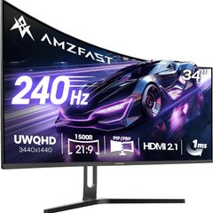 34-Inch Curved Gaming Monitor, 3440x1440 WUQHD, 240Hz, 1ms MPRT, Fast VA Curved Screen, 1500R, Adaptive Sync, HDR, sRGB 130%, 3000:1 Contrast, HDMI2.1&DP1.4, VESA Mount, PIP/PBP, AMZG34C5QPro