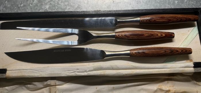 Vintage Mid-Century Japanese Stainless Steel Carving Set