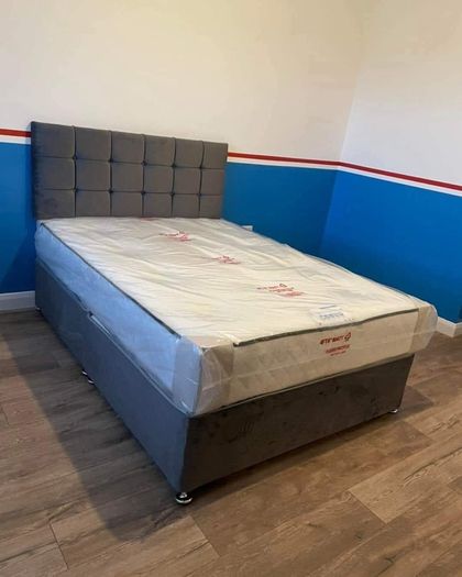 Gray Double bed and headboard