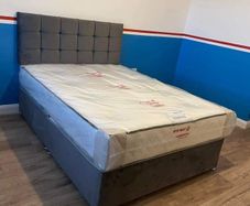 Gray Double bed and headboard