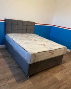 Gray Double bed and headboard