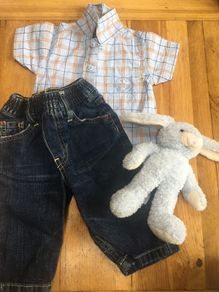 Baby Levi jeans and shirt. Age 3 months. Free teddy.