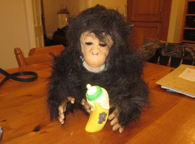 VINTAGE  fur real cuddle chimp   Animated