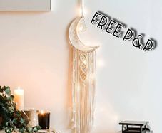 NEW SALE | Macrame Wall Hanging with LED Light,Moon Dream Catcher Woven Tapestry Bohemian Home Decor Wedding Party Ornaments Craft Gifts