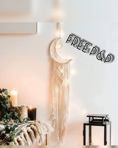 NEW SALE | Macrame Wall Hanging with LED Light,Moon Dream Catcher Woven Tapestry Bohemian Home Decor Wedding Party Ornaments Craft Gifts