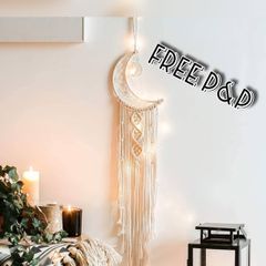 NEW SALE | Macrame Wall Hanging with LED Light,Moon Dream Catcher Woven Tapestry Bohemian Home Decor Wedding Party Ornaments Craft Gifts